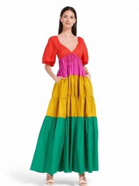 NWT Staud Meadow Colorblock Maxi Dress